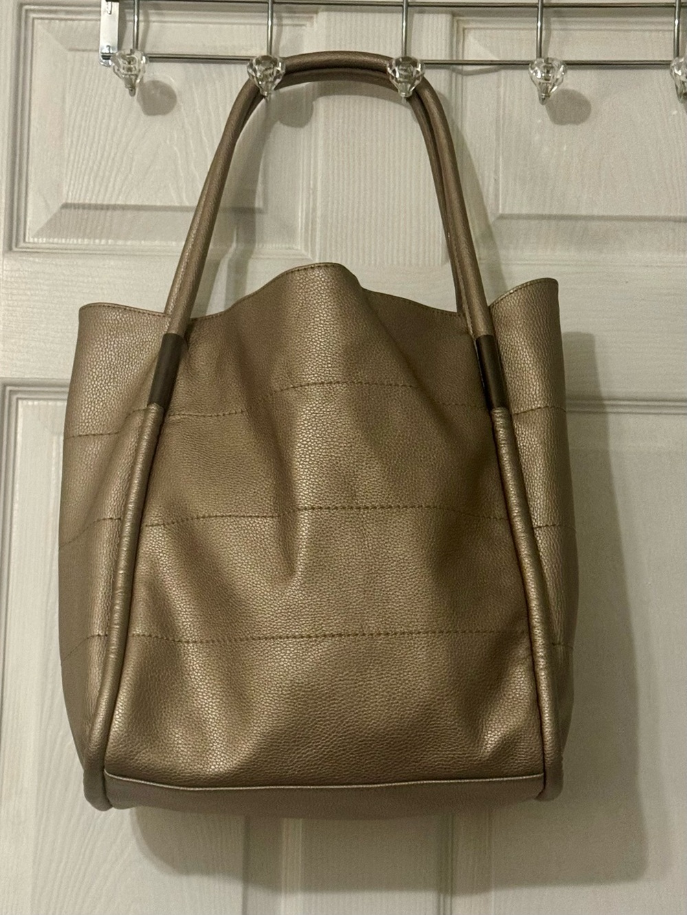Neiman Marcus Metallic Gold Faux Leather Tote Bag - Excellent Condition